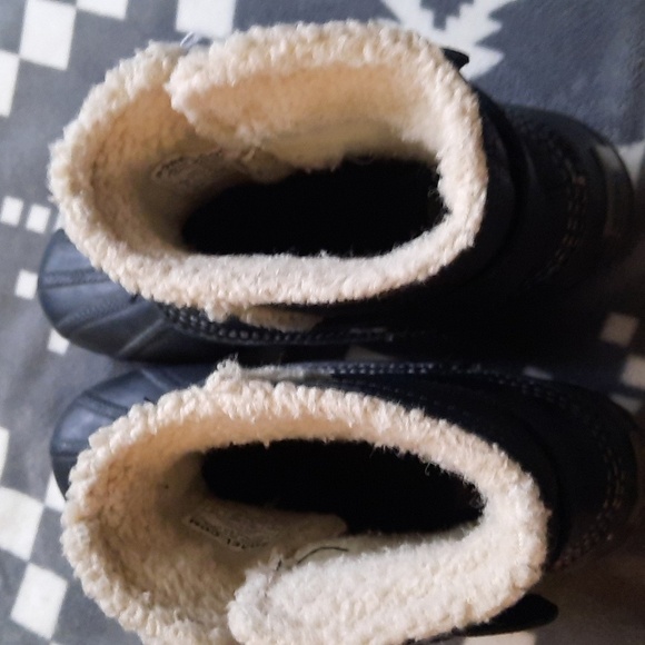 Sorel Black Leather Ankle Rubber Sherpa Lined Boots  NL2135-010 Size 9 - Picture 11 of 16